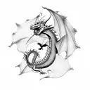 dragon, sbake red tattoo design idea