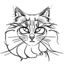 Cat Black white only head tattoo design idea