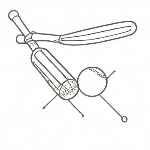 simple two cricket bats and ball tattoo design idea