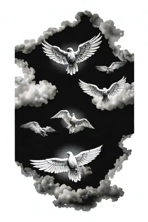 blackout fade into heaven tattoo design idea