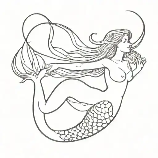 siren mermaid tattoo design idea