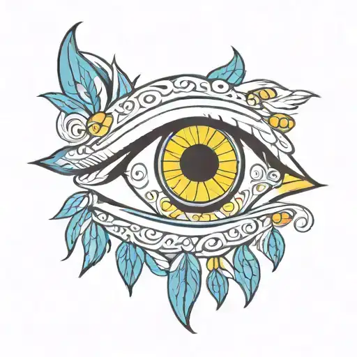 evil eye with Greek colors  tattoo design idea