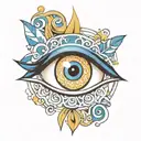 evil eye with Greek colors  tattoo design idea