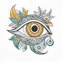 evil eye with Greek colors  tattoo design idea