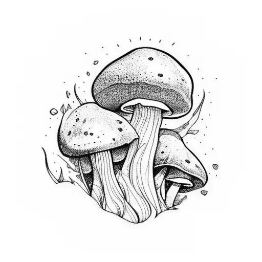 mushroom surfing  tattoo design idea