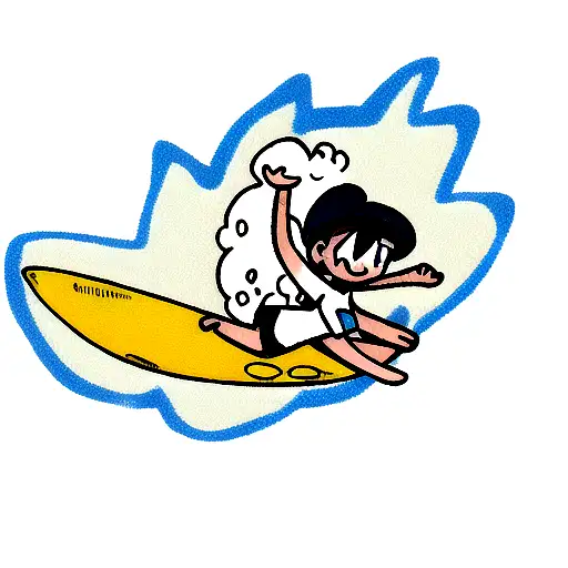 mushroom riding a surfboard tattoo design idea