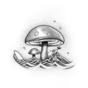 mushroom riding a surfboard tattoo design idea