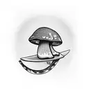 mushroom riding a surfboard tattoo design idea
