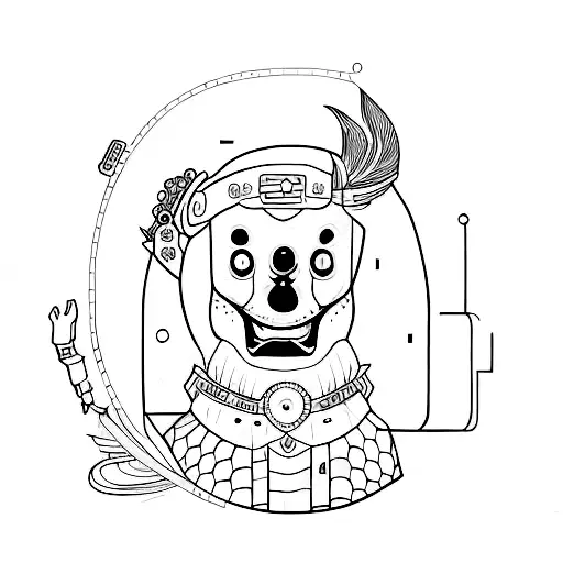 A watch series character in a blackwork style tattoo design idea