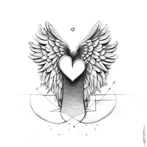 love, soulmate, angel, heart, forever,  tattoo design idea