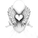 love, soulmate, angel, heart, forever,  tattoo design idea