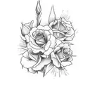Bouquet with Rose, Gladiolus, Marigold, and two Narcissus flowers tattoo design idea