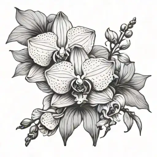 manly orchid flowers tattoo design idea