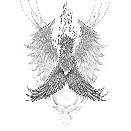 A phoenix rising from the ashes, symbolizing finding the remedy tattoo design idea