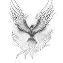 A phoenix rising from the ashes, symbolizing finding the remedy tattoo design idea
