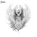 A phoenix rising from the ashes, symbolizing finding the remedy tattoo design idea