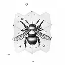 dopamine molecule and psilocybin molecule with a bee tattoo design idea