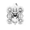 dopamine molecule and psilocybin molecule with a bee tattoo design idea