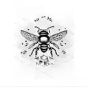 dopamine molecule and psilocybin molecule with a bee tattoo design idea