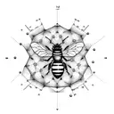 dopamine molecule and psilocybin molecule with a bee tattoo design idea