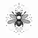 dopamine molecule and psilocybin molecule with a bee tattoo design idea