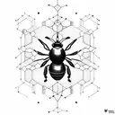 dopamine molecule and psilocybin molecule with a bee tattoo design idea