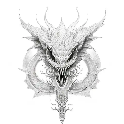 detailed dragon nasbcostas, female tattoo, solid black tattoo design idea
