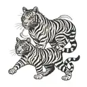 cat and tiger walking tattoo design idea