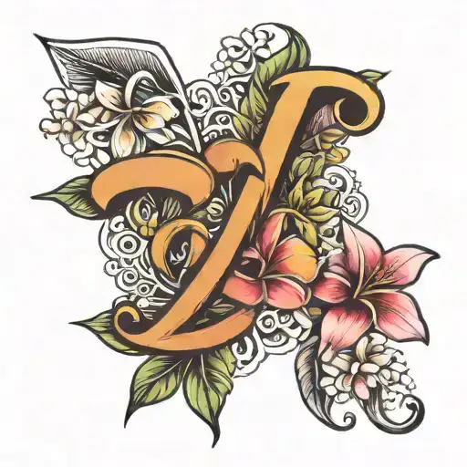 vintage letter A writing with frangipani lei tattoo incorporating tattoo design idea