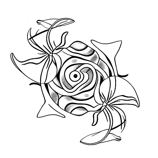 Pisces, butterfly, number three, dainty flowers tattoo design idea