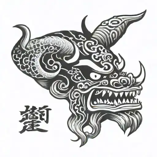 oni mask half tattoo design idea