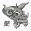 oni mask half tattoo design idea