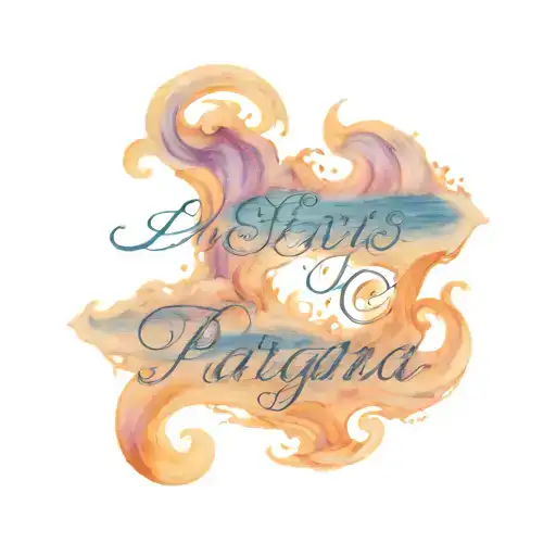 sic parvis magna writing in waves crashing in the background tattoo design idea