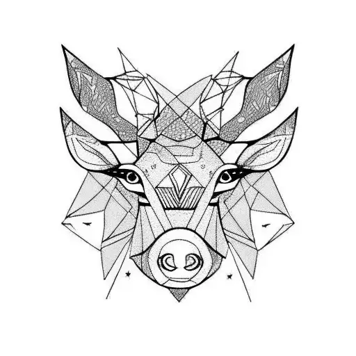 roe deer and wild boar tattoo design idea