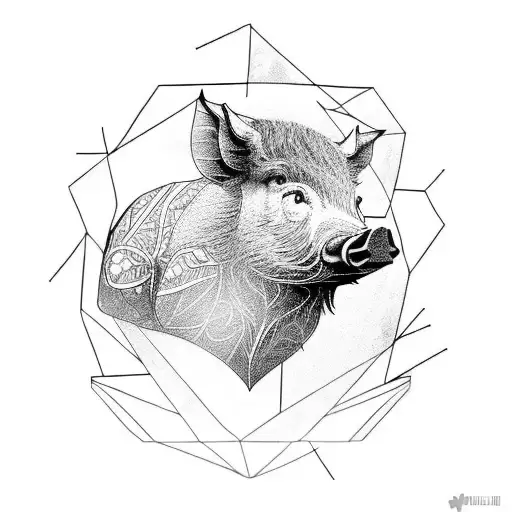  wild boar tattoo design idea