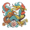 colorful  dragon  rooster tattoo design idea