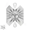 a pomegranate fruit in black and white some laurels in U form and the sun of argentina flag tattoo design idea