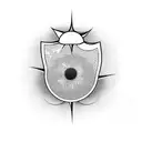 a pomegranate fruit in black and white  and the sun of argentina flag tattoo design idea