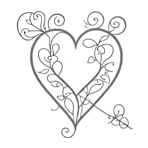 A minimalist tattoo design of a heart with each family member's initials incorporated into the design tattoo design idea