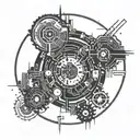 cyberpunk circle pattern incorporating elements of circuit board tattoo design idea