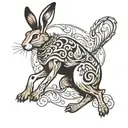 leaping hare tattoo design idea