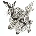 leaping hare tattoo design idea