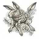 leaping hare tattoo design idea