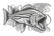 a striped bass, mouth closed.  tattoo design idea