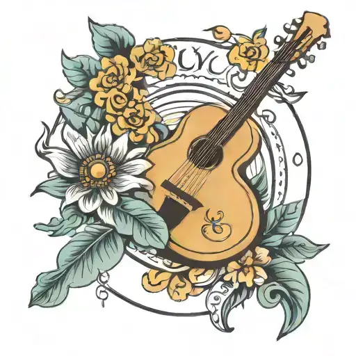 apollo lyre sun tattoo design idea