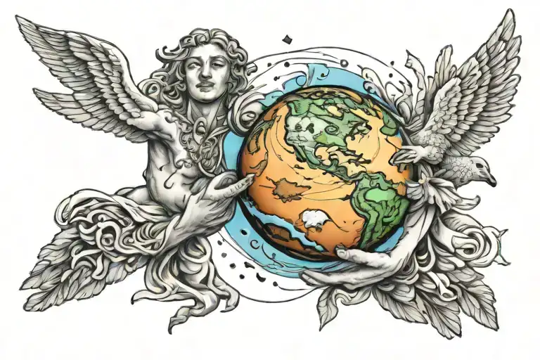 apollo holding earth tattoo design idea