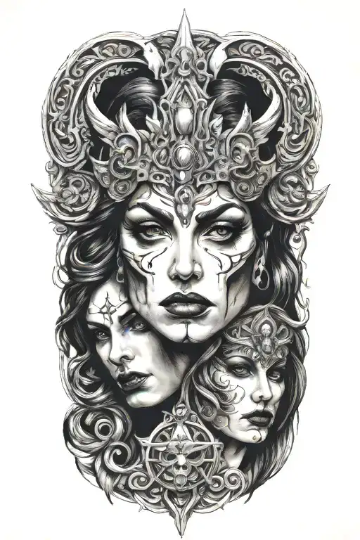 hekate three faces Stare tattoo design idea