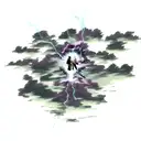 storm from x-men with clouds in background and lightning coming from hands in color tattoo design idea