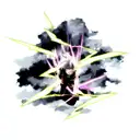 storm from x-men with clouds in background and lightning coming from hands in color tattoo design idea