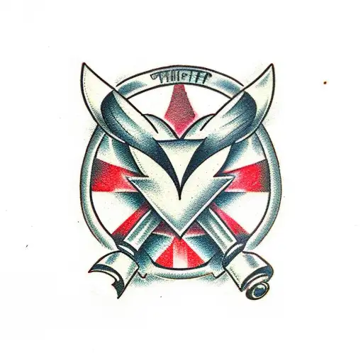 2 hatchets in X form tattoo design idea